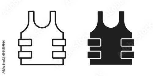 Bulletproof vest icons. Vector graphic. Editable vector stroke. EPS 10.