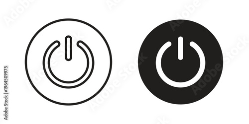 Button on off icons. Vector graphic. Editable vector stroke. EPS 10.