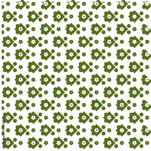 Green floral pattern with transparent background for seamless tiling