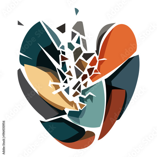 Heart shaped abstract with cracked texture colorful