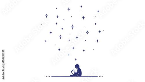 Dreamy Star Gazer: A silhouette of a person, engrossed in observing a constellation of stars, embodying introspection and wonder.