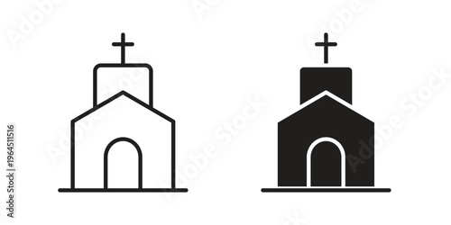 Church icons. Vector graphic. Editable vector stroke. EPS 10.