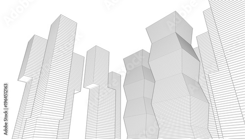 modern abstract architecture 3d illustration