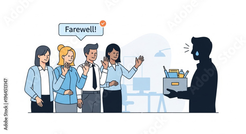Farewell to a Colleague - Office Workers Saying Goodbye.