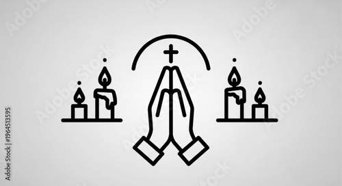 Praying Hands with Cross and Candles - A Symbol of Faith.