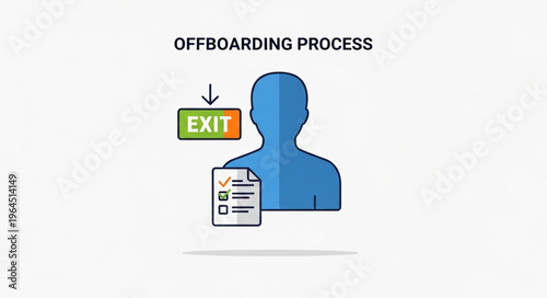Offboarding Process Illustration - Employee Exit Strategy and Checklist Concept.