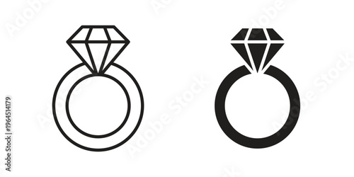 Diamond ring icons. Vector graphic. Editable vector stroke. EPS 10.