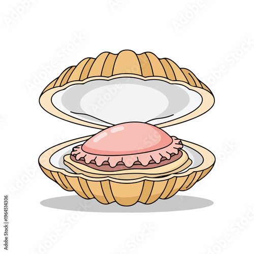 Open Oyster Shell with Pearl Inside