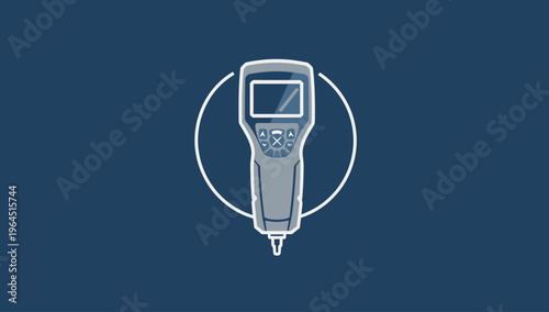 Handheld gas leak detector device icon on dark blue background