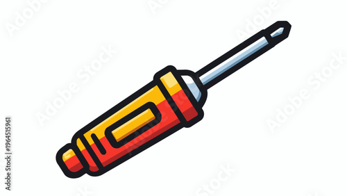 Vibrant Cartoon Screwdriver Icon for Home Improvement and Professional Repair Tasks Essential Tool Graphic