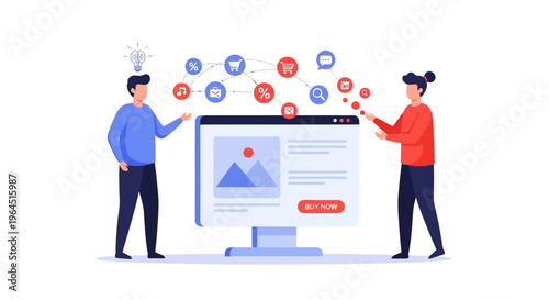 Digital E-commerce Strategy & Online Marketing Concept Illustration