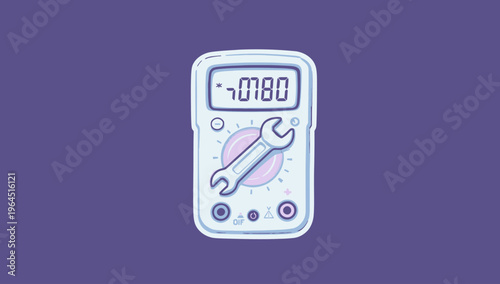Digital multimeter with wrench icon representing repair and measurement services