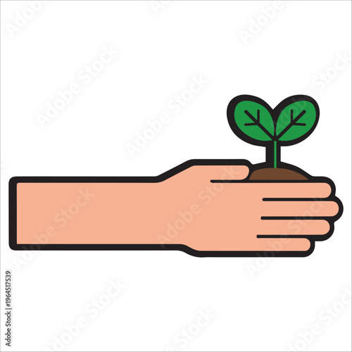 Hand Holding Plant Growth Eco Concept Vector Illustration