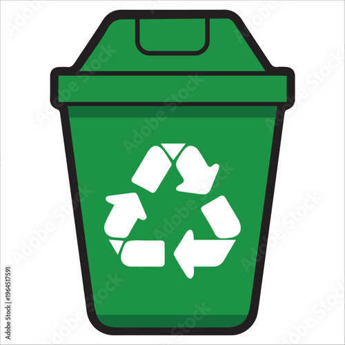 Eco Friendly Green Recycling Bin Icon Vector Illustration