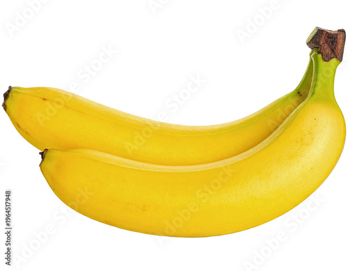 Banana pair ripe yellow tropical fruit duo isolated PNG on transparent background, bright yellow/small, nutrition infographic for dietitians and smoothie shop menus