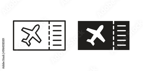 Flight tickets icons. Vector graphic. Editable vector stroke. EPS 10.