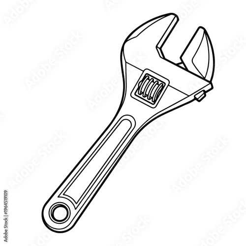 Adjustable Wrench Isolated on White Background for DIY and Repair Concepts