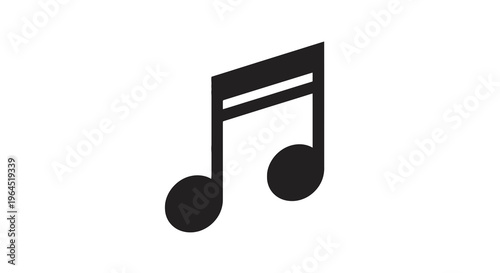 A graphic featuring a musical symbol, two connected note heads