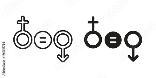 Gender equality icons. Vector graphic. Editable vector stroke. EPS 10.