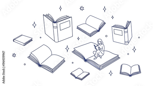 Imagination Unleashed: Dive into a world of endless possibilities, surrounded by the enchanting glow of open books.