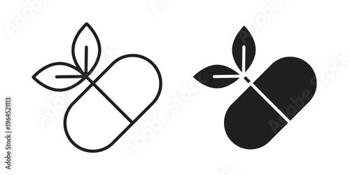 Herbal capsule icons. Vector graphic. Editable vector stroke. EPS 10.