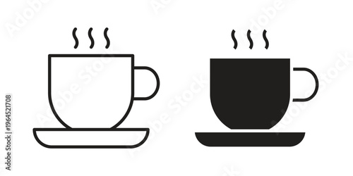 Hot coffee cup icons. Vector graphic. Editable vector stroke. EPS 10.