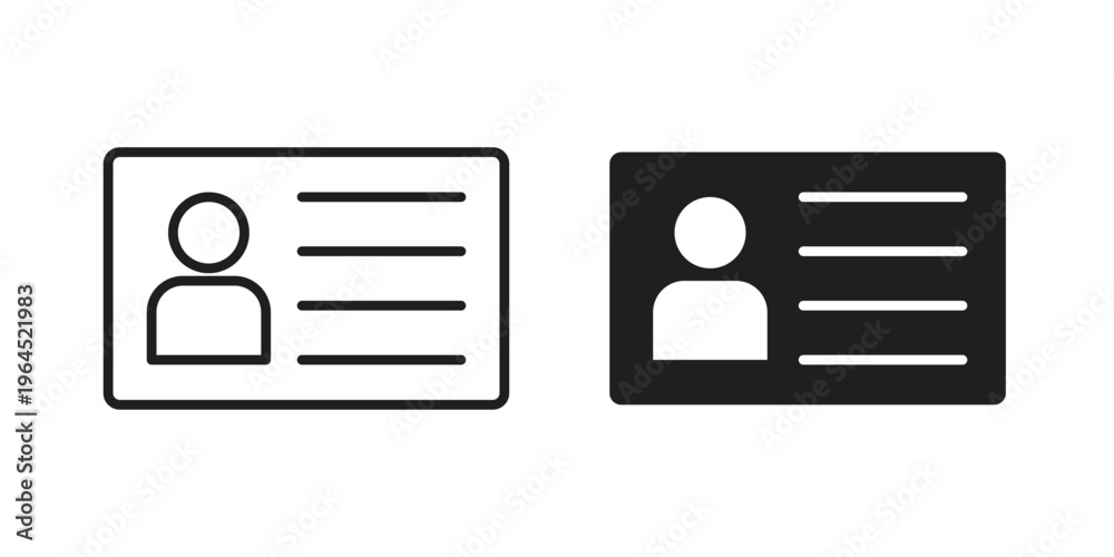 Фотография ID card icons. Vector graphic. Editable vector stroke. EPS 10.