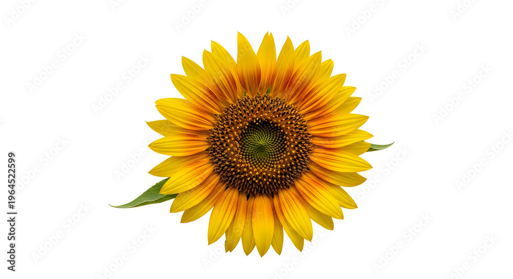 Fototapeta premium Vibrant sunflower bloom with bright yellow petals and dark center