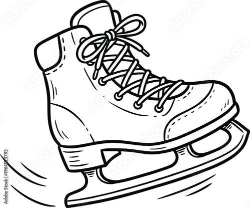 Ice skate with laces and blades in a dynamic motion vector illustration