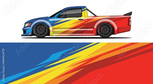 Colorful Speedster Car with Bold Abstract Stripes.