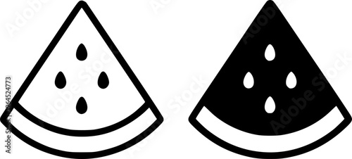 Watermelon illustration, outline and silhouette, for fruit or food logo design