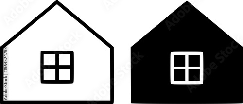Minimalist house illustration, outline and silhouette, for logo design