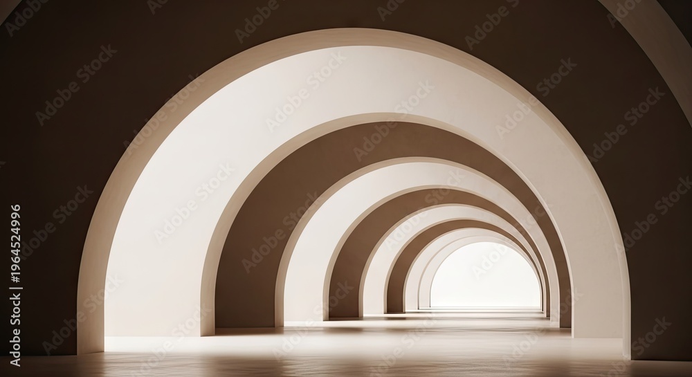 Obraz premium Modern Interior Tunnel with Curved Architectural Design and Soft Lighting