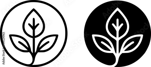 Nature leaf illustration, outline and silhouette, for plant logo design