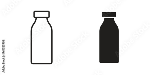 Milk bottle icons. Vector graphic. Editable vector stroke. EPS 10.