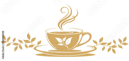 Vector silhouette illustration of a cup of coffee or a cup of tea with tea leaves for coffee day and tea day