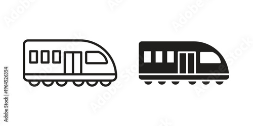 Monorail icons. Vector graphic. Editable vector stroke. EPS 10.