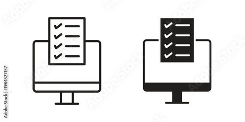 Online exam test icons. Vector graphic. Editable vector stroke. EPS 10.