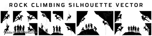 Rock climbing silhouette vector, Mountain climbing hand-drawn silhouette vector collection, Rock climbing silhouette vector