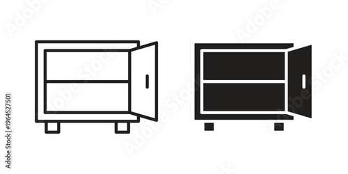 Open safe icons. Vector graphic. Editable vector stroke. EPS 10.