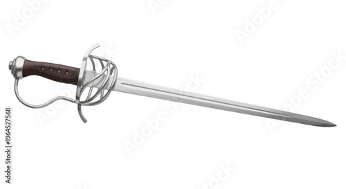 A historical, rapier-style sword, displayed against a white background