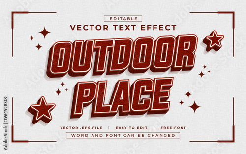 Editable Retro 3D Text Effect – Textured Red Typography for Outdoor Branding, Adventure Posters, and Travel Social Media