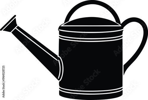 Garden watering can silhouette agriculture tool vector icon
