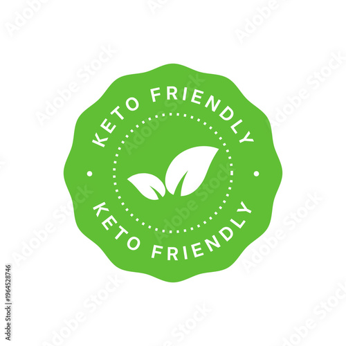 Keto friendly round green vector badge