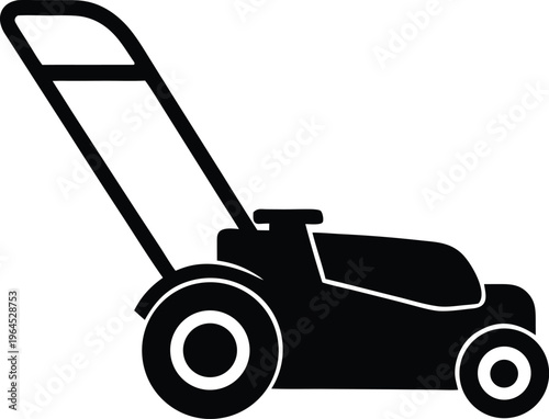 Lawn mower garden tool black silhouette vector icon