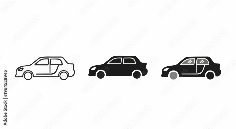 Fototapeta premium Simple Car Icons Set