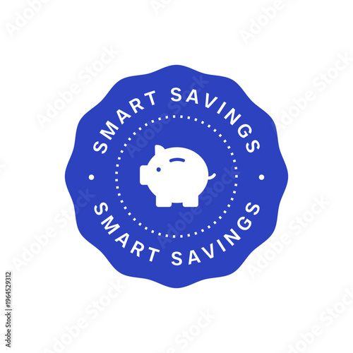 Smart savings circular blue vector badge