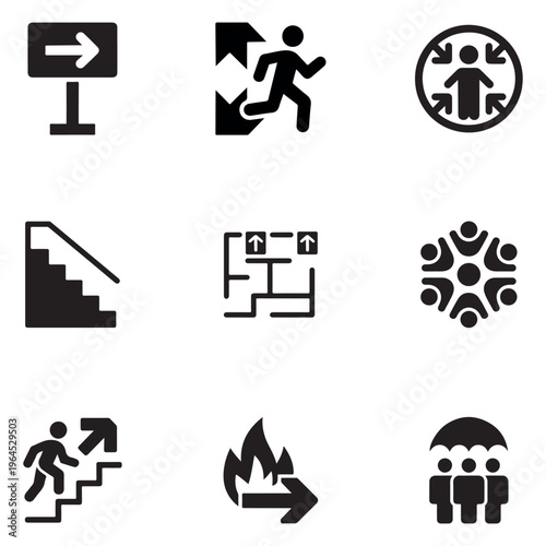 Emergency Evacuation Route Icons Pack – Minimal Vector Symbols 2