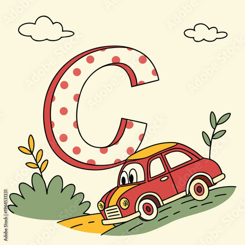 Red pickup truck with green bed and pink flower pattern towing a red trailer with white flowers