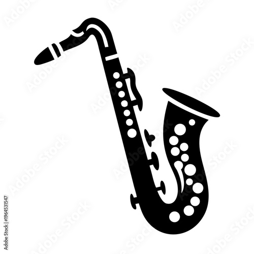 saxophone wind instrument icon illustration for jazz music performance and entertainment design